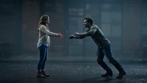 Zombie Couple AI video at 0:07: the woman and the zombie leap toward each other