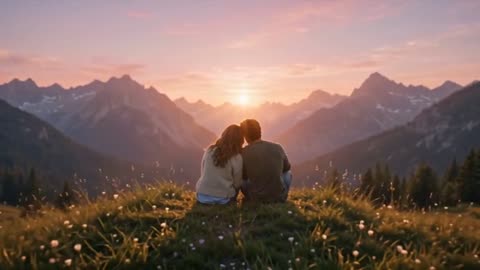Zombie Couple AI video at 0:22: the couple sits together watching the sunset